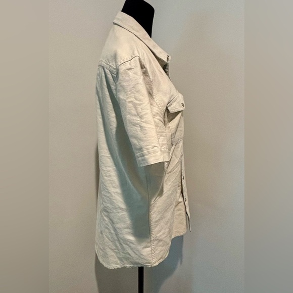 JOHN VARVATOS Chambray Bleached Denim Western Style S/S Snap Button Shirt M’s S - Picture 3 of 8